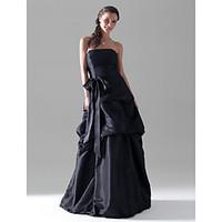 LAN TING BRIDE Floor-length Strapless Bridesmaid Dress Sleeveless Taffeta