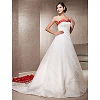 LAN TING BRIDE A-line Princess Wedding Dress - Classic Timeless Elegant Luxurious Wedding Dress in Color Chapel Train Strapless Satin