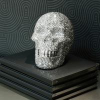 Large Ornament Studded Silver Skull