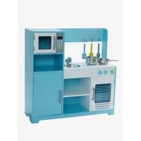 large wooden play kitchenette blue