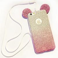 Lanyard Gradient Glitter Mickey Ears TPU Phone Case For iPhone 7 7 Plus 6s 6 Plus