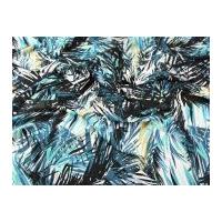 Layered Leaves Print Georgette Dress Fabric Turquoise