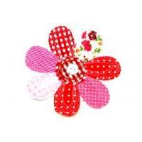 Large Flower Embroidered Iron On Motif Applique 10cm x 10cm Pink & Red