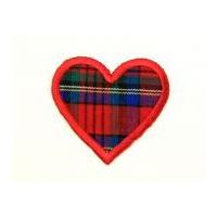 Large Tartan Heart Embroidered Iron On Motif Applique
