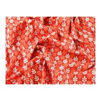 Lasting Leaves Retro Print Cotton Poplin Dress Fabric Red