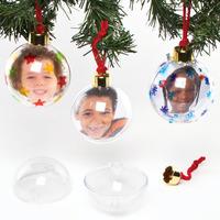 large transparent photo baubles pack of 4