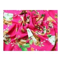 Large Floral Print Viscose Dress Fabric Pink