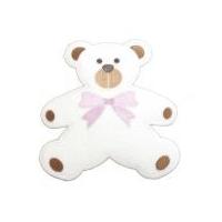 large iron on baby motif towelling teddy white pink