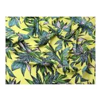 large leaves print viscose dress fabric yellow green