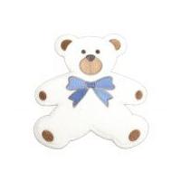 large iron on baby motif towelling teddy white blue