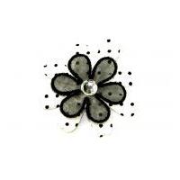 layered flower embroidered iron on motif applique 50mm x 50mm black wh ...