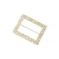 large rectangle diamante buckle silver