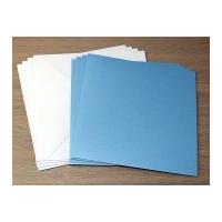 Large Square Pearlised Blank Cards & Envelopes Blue Pearl
