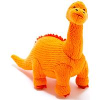 Large Knitted Diplodocus Dinosaur Soft Toy - Orange