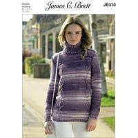Ladies Roll Neck Sweater in James C. Brett Woodlander DK (JB310)