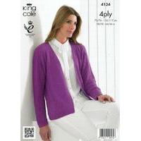 Ladies Edge to Edge Jacket and Sweater in King Cole Bamboo 4 Ply (4134)