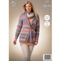 ladies cardigan and waistcoat in king cole riot chunky 3483