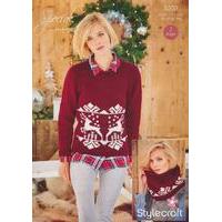 ladies christmas jumper and snood in stylecraft special dk 9203