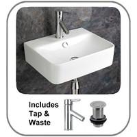 latina 439cm by 357cm wall hung sink with top mounted tap and basin wa ...
