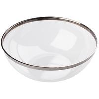 Large Silver Rim Clear Plastic Bowl