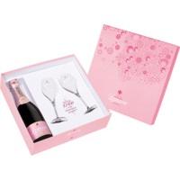 Lanson Rose Label 2014 Alicante Gift Set with 2 Champagne Flutes