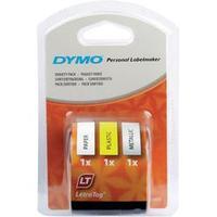 Labelling tape 3-piece set DYMO 91241 Tape colour: Hyper yellow, Silver, White Font colour:Black 12 mm 4 m