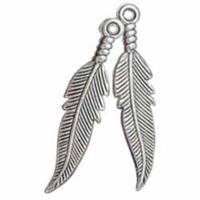 Large Antique Silver Plated Feather Embellishment