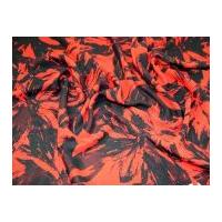 Large Floral Print Polyester Chiffon Dress Fabric Black & Dark Orange