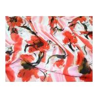Large Floral Print Chiffon Dress Fabric Pink & Orange