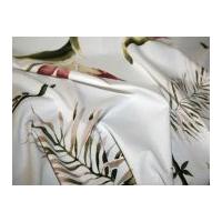 Large Floral Print Cotton Dress Fabric White