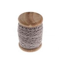 lace trim on wooden spool 3m grey