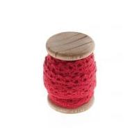 lace trim on wooden spool 3m red