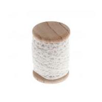 lace trim on wooden spool 3m white