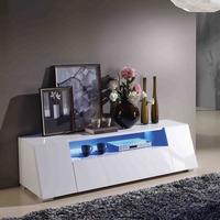 Lazy LCD TV Stand In High Gloss White With LED