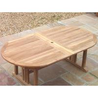 Large Oval Pedestal Teak Table