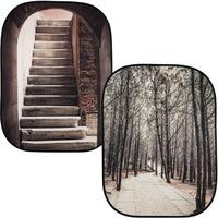 Lastolite Urban Collapsible Reversible Background 1.5x2.1m - Stone Steps/Winter Trees