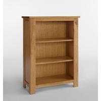 lansdown oak narrow low bookcase with 3 shelves