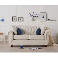 lacey chesterfield ivory fabric two seater sofa