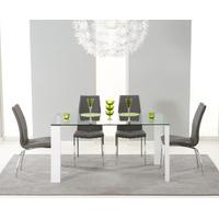 lavina 150cm glass and white high gloss dining table with cavello chai ...
