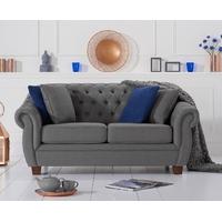 lacey chesterfield grey fabric two seater sofa