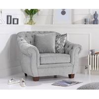 lacey chesterfield grey plush fabric armchair