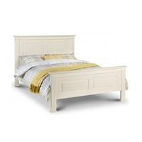 la monte king size bed in silky smooth stone white