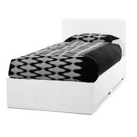 Lanolin Single Bed In White Faux Leather With 2 Drawers