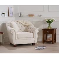 lacey chesterfield ivory fabric armchair