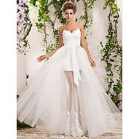 LAN TING BRIDE A-line Princess Wedding Dress - Chic Modern Elegant Luxurious Two-in-One Floor-length Sweetheart Tulle with Appliques