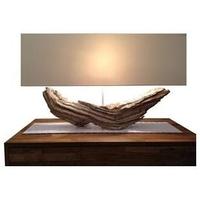 Lamps Rectangular Cream Linen Shade with Rectangular Driftwood