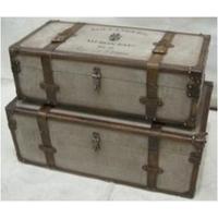 Lauren Canvas and Leather Wide Trunks - (Set of 2)