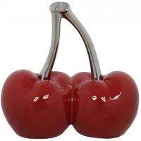 Large Red Art Deco Cherries Decoration with Silver Stem