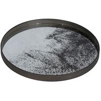 Large Round Heavy Aged Mirror Tray