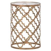 Lattice Patterned Side Table, Gold